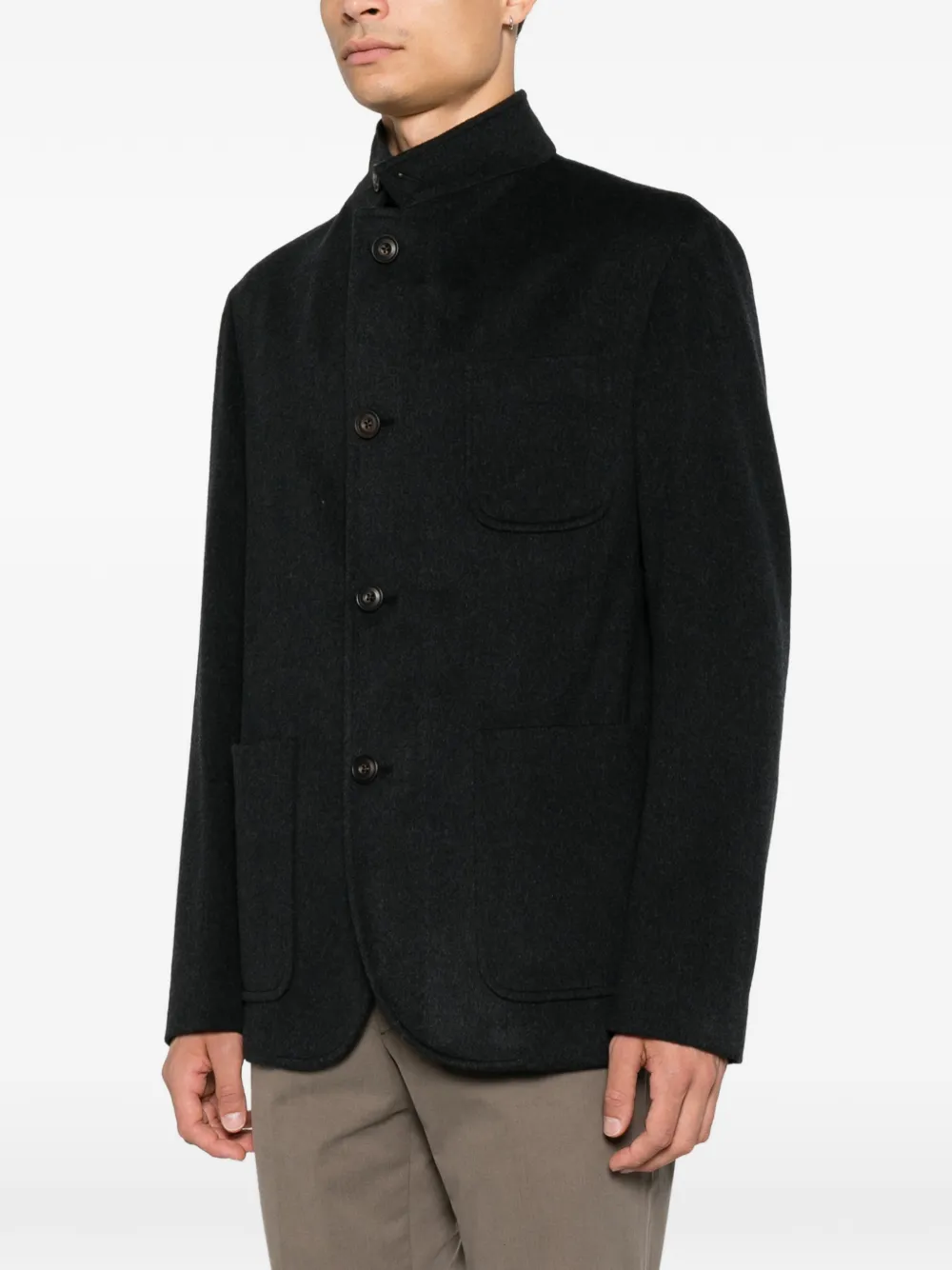 Corneliani Jack met opgestikte zak en hoge hals Zwart