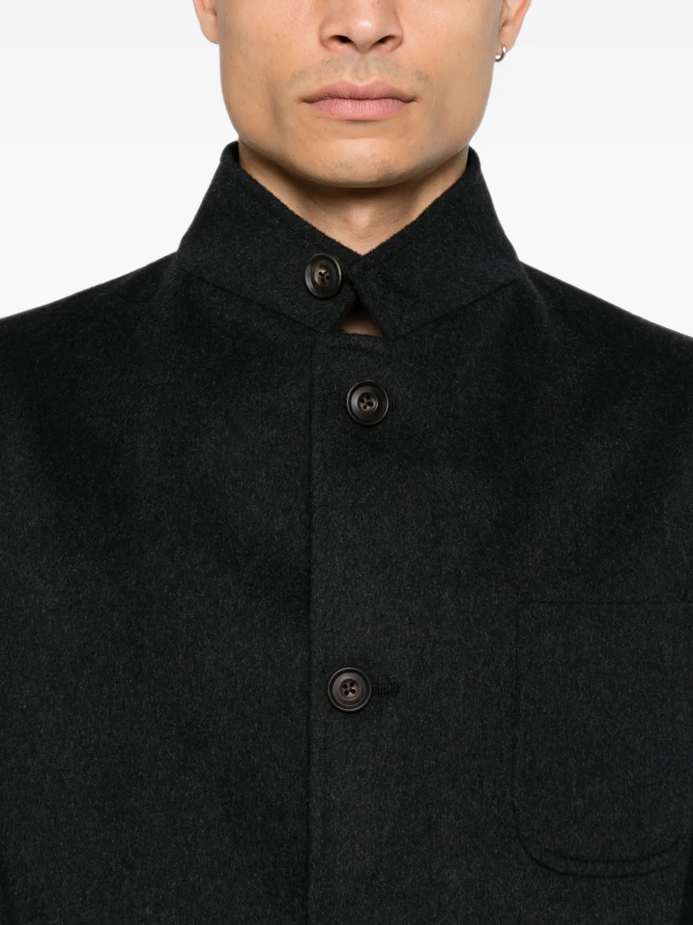 Corneliani Jack met opgestikte zak en hoge hals Zwart