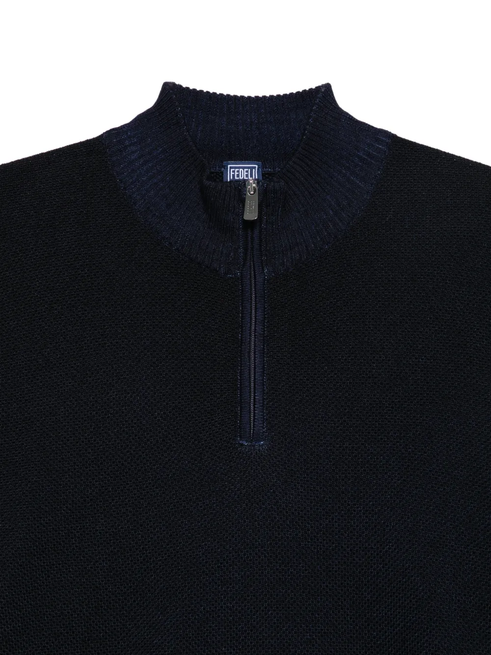 Fedeli Gebreide trui met kwartrits Blauw