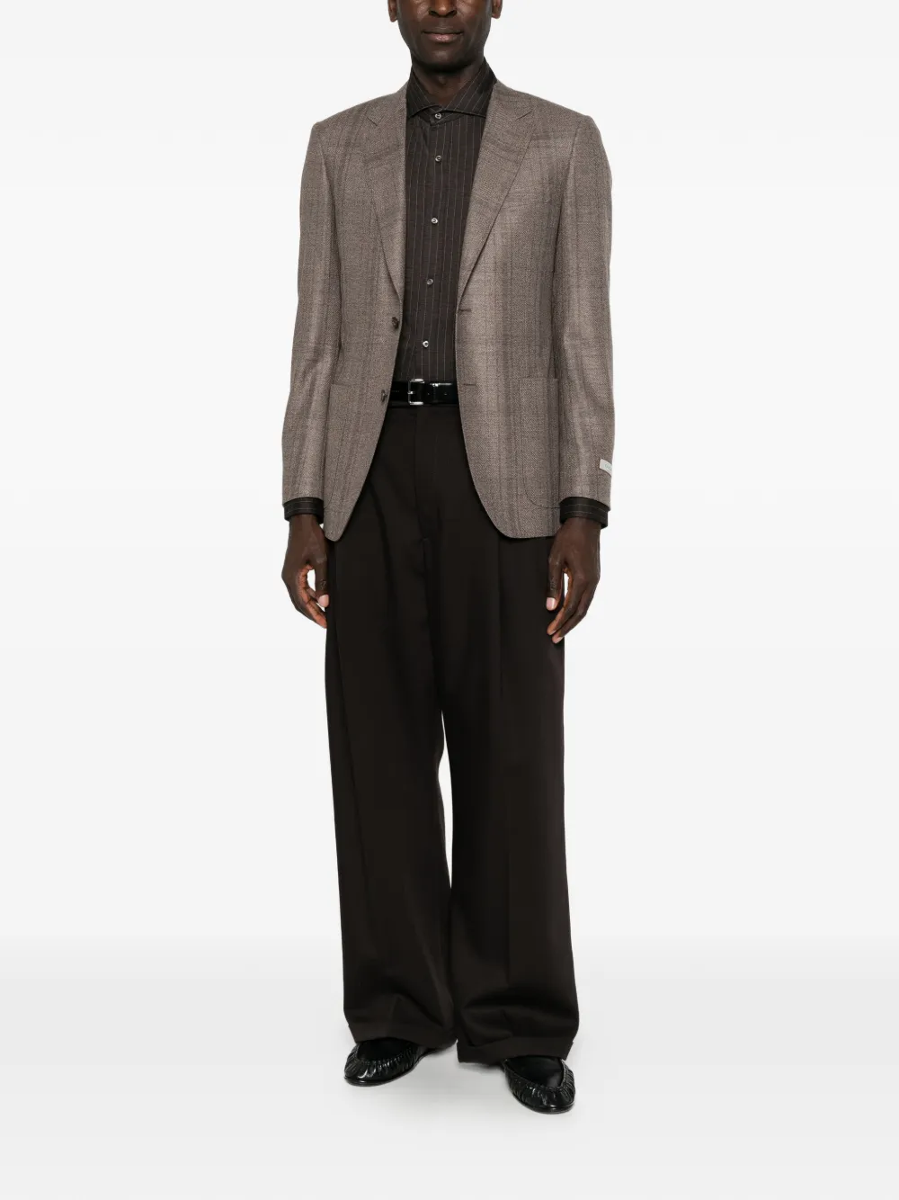 Canali Geruite blazer met gekerfde revers Bruin