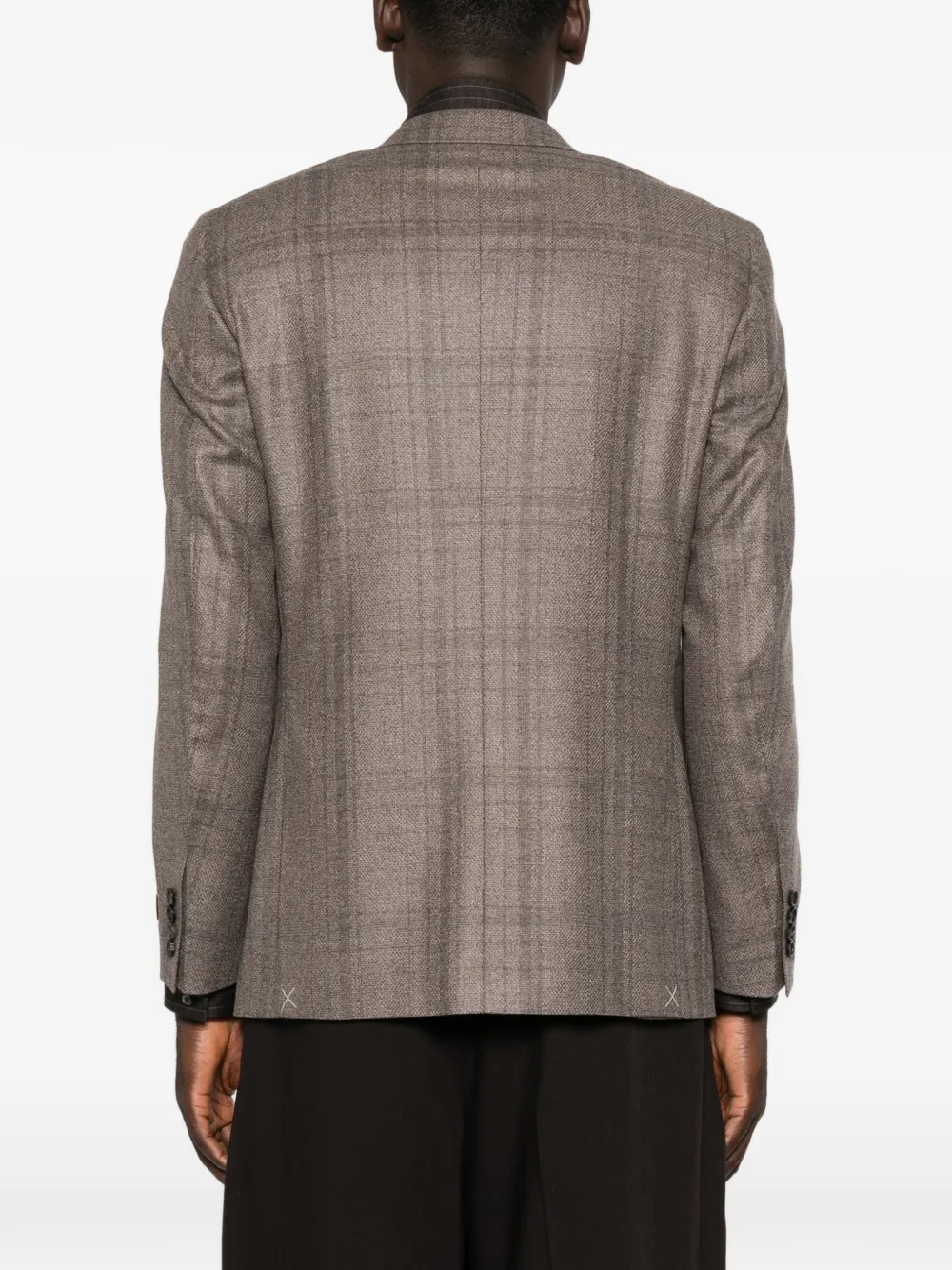 Canali Geruite blazer met gekerfde revers Bruin