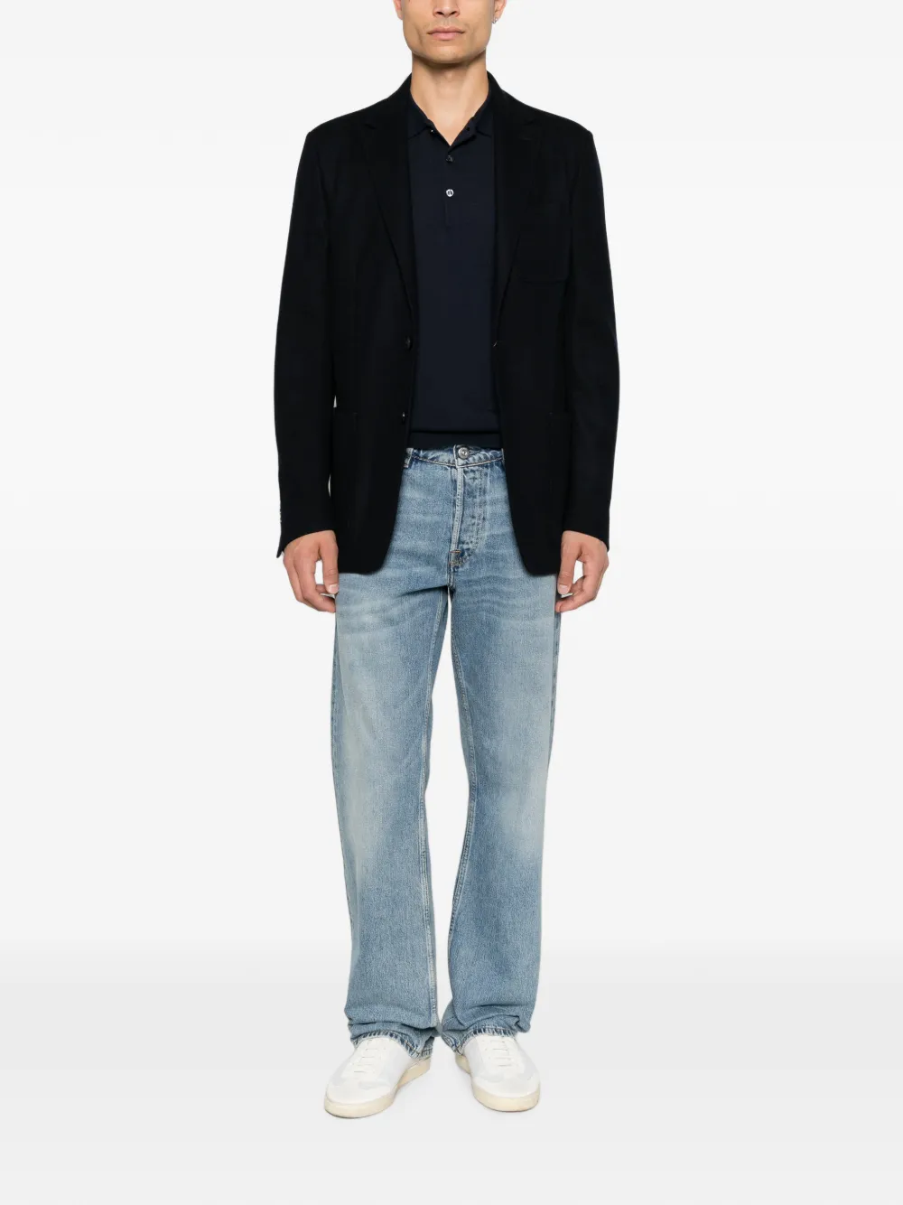 Canali Blazer met opgestikte zak en gekerfde revers Zwart