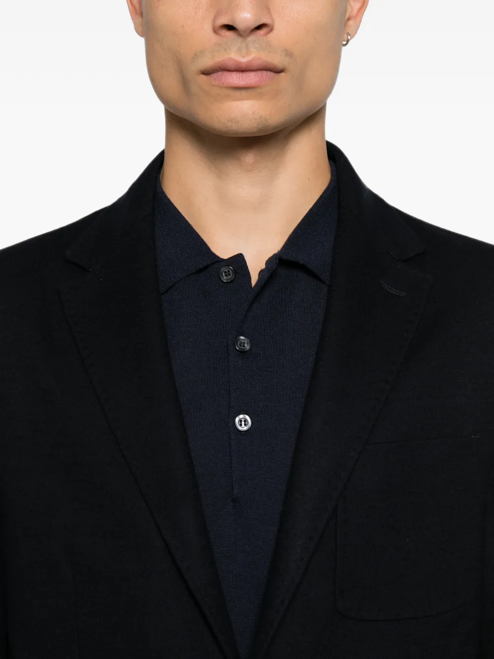 Canali Blazer met opgestikte zak en gekerfde revers Zwart