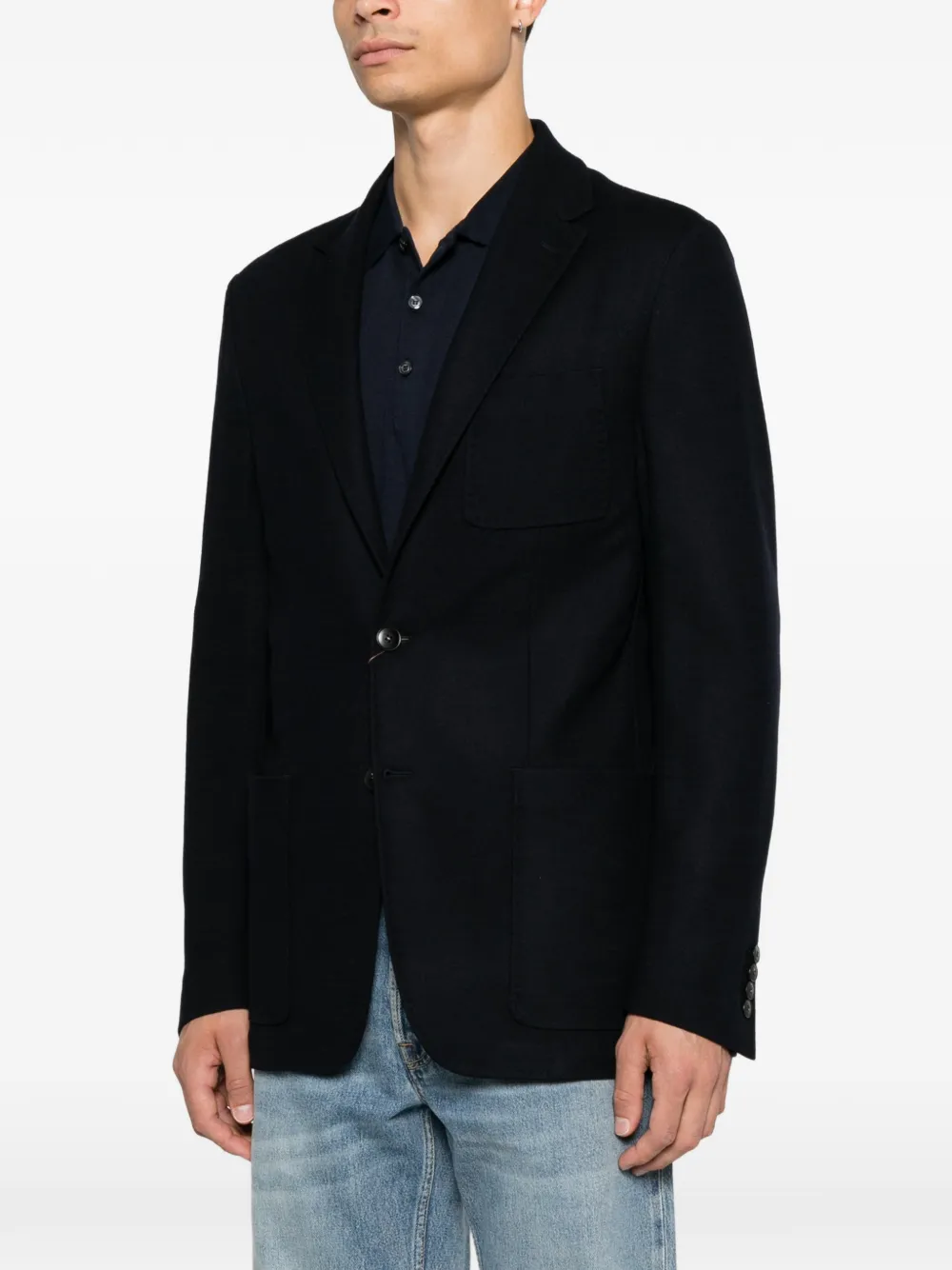 Canali Blazer met opgestikte zak en gekerfde revers Zwart
