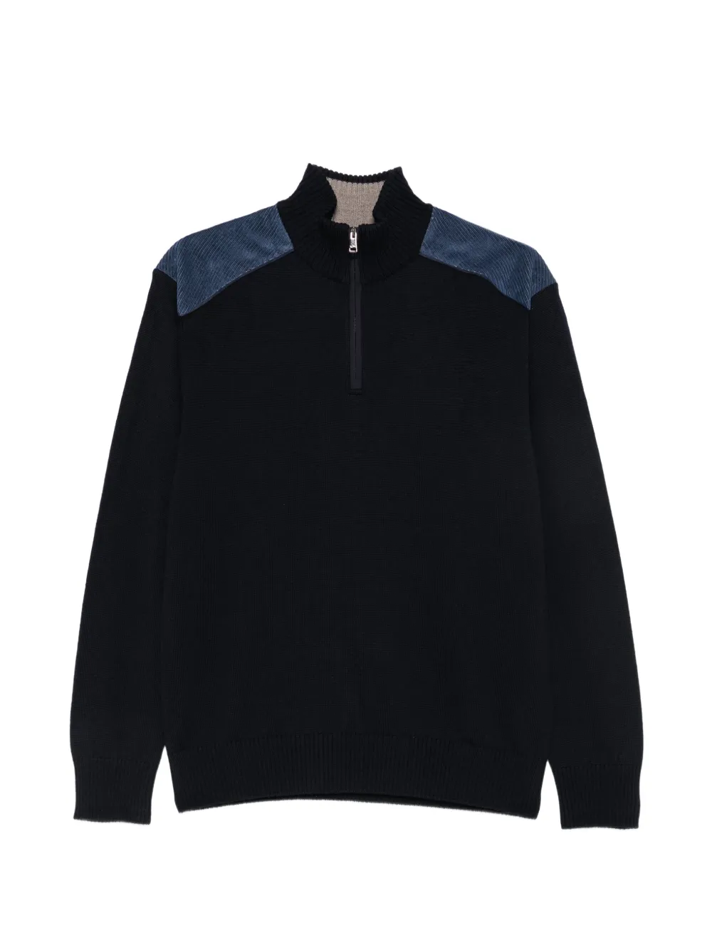 Paul & Shark corduroy-panel quarter-zip sweater