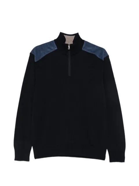 Paul & Shark corduroy-panel quarter-zip sweater