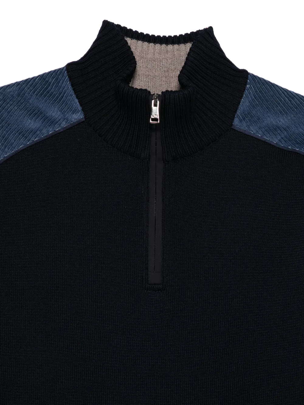 Paul & Shark Trui met ribfluwelen vlak en kwartrits Blauw