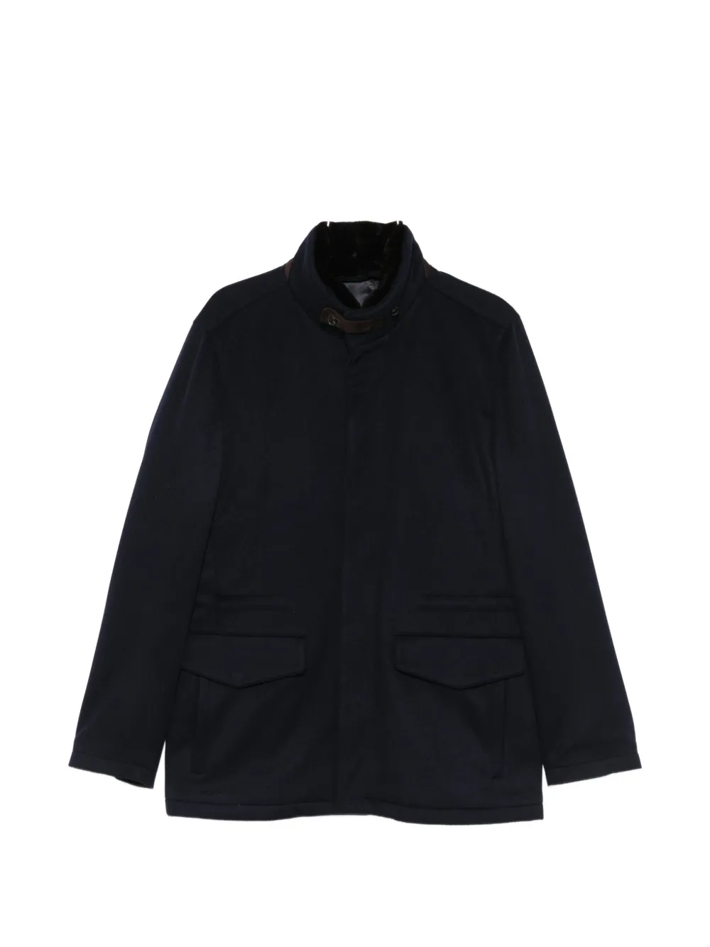 Enrico Mandelli high-neck flap-pocket jacket - Blau