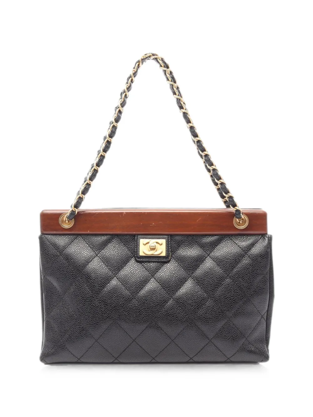 CHANEL Pre-Owned 2003-2004 Matelassé wood tote bag - Nero