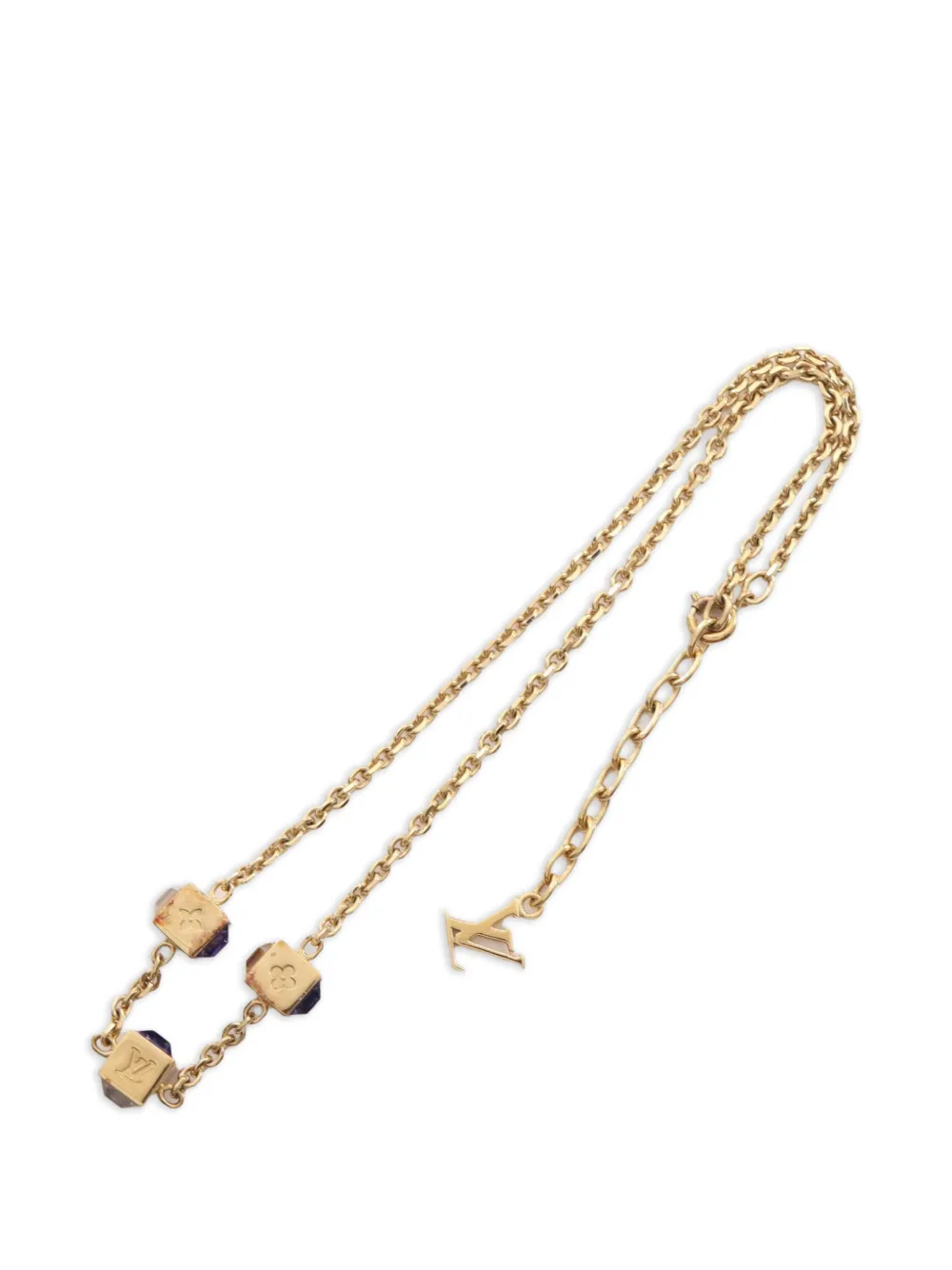 Louis Vuitton Pre-Owned 2011 rhinestone gambling necklace - Gold