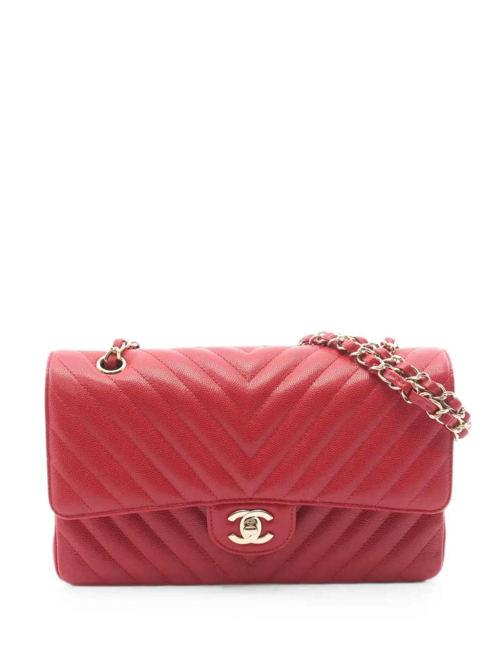 CHANEL Pre-Owned 2018-2019 Chevron V-stitch W Flap shoulder bag - Rosso