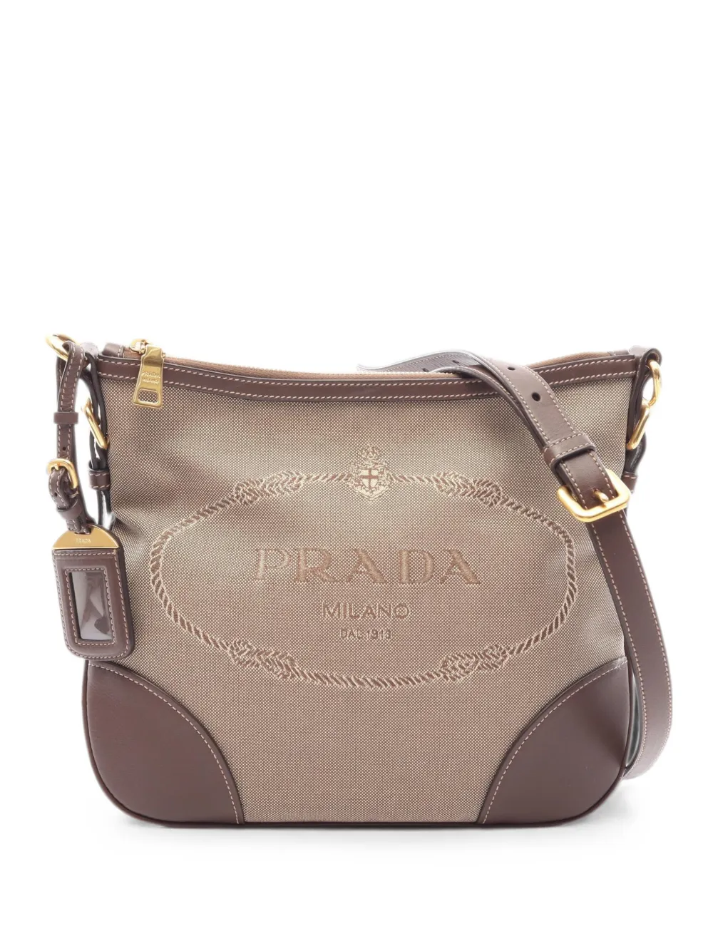Prada Pre-Owned 2010s logo jacquard shoulder bag - Nude