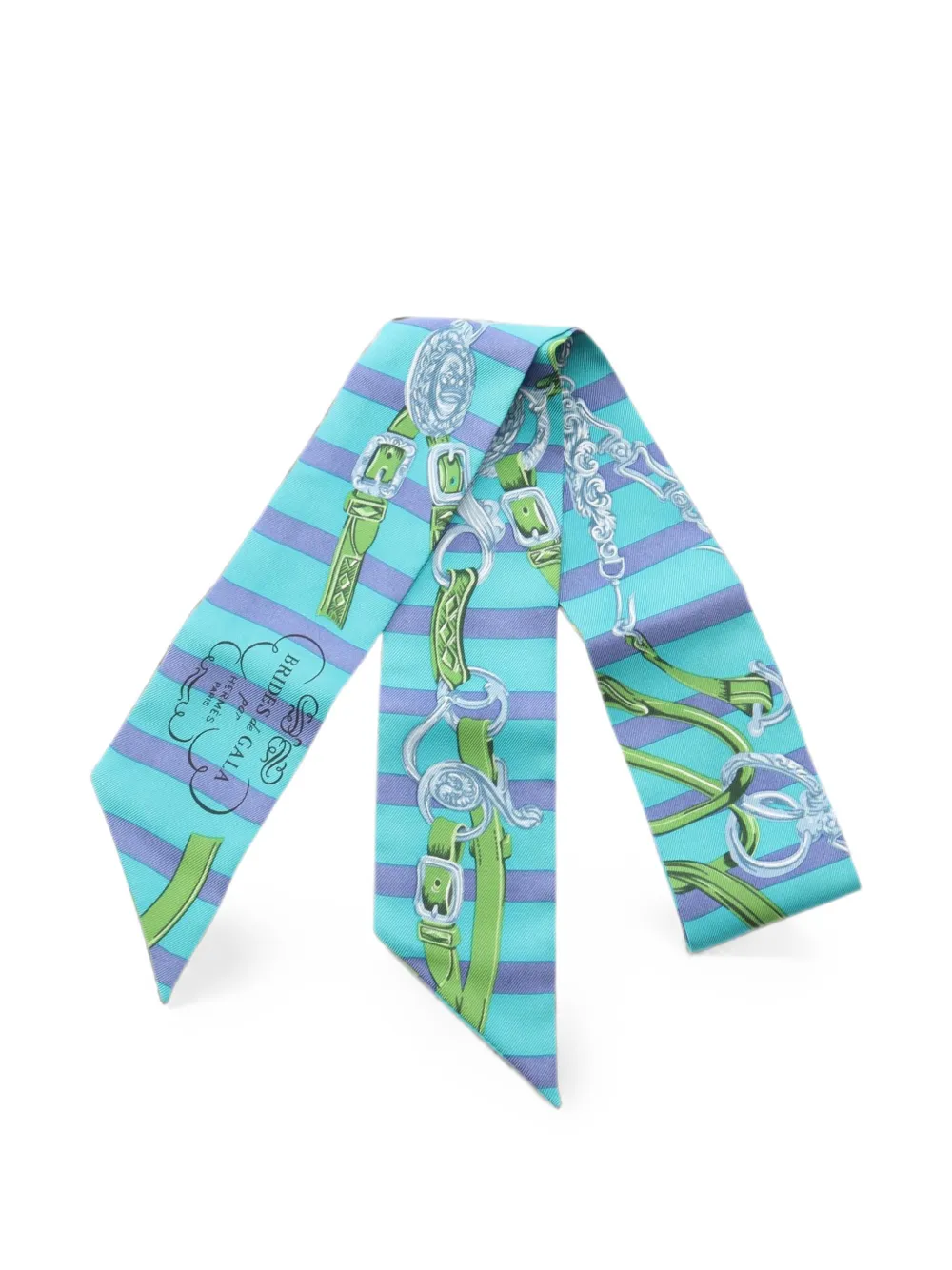 Pre-owned Hermes 2010s Brides De Gala Twilly Scarf In Green