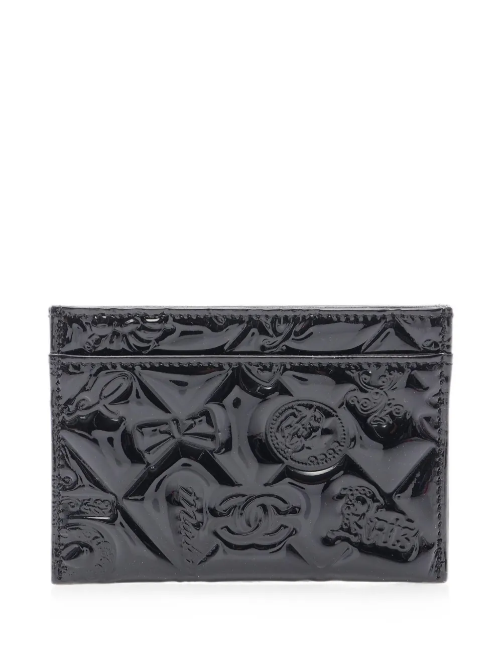 CHANEL Pre-Owned 2006-2008 Icon patent-finish card holder - Nero
