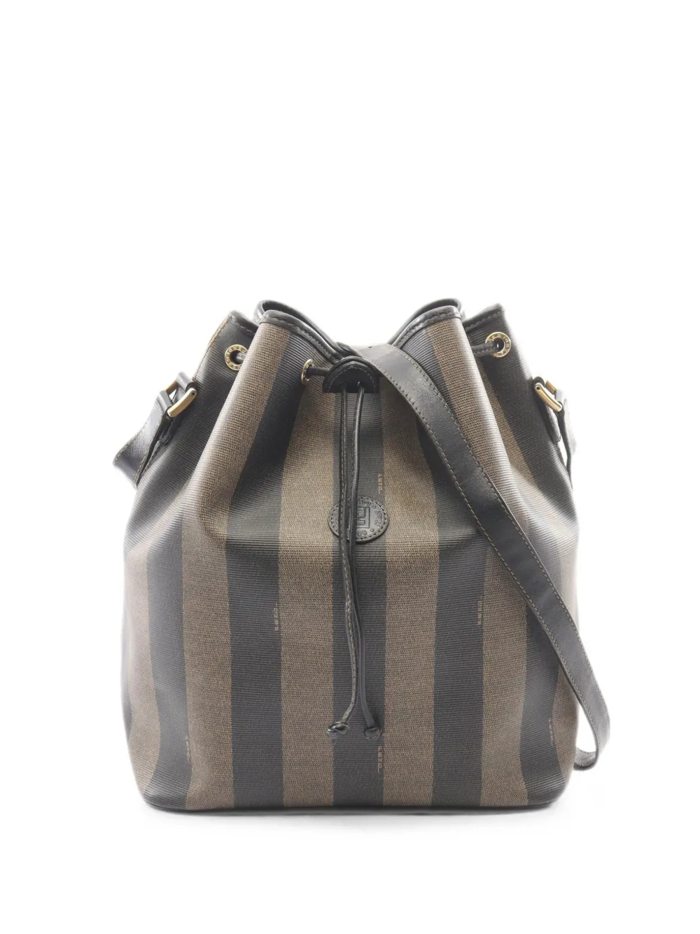 Fendi Pre-Owned 2010s logo-patch bucket bag - Marrone
