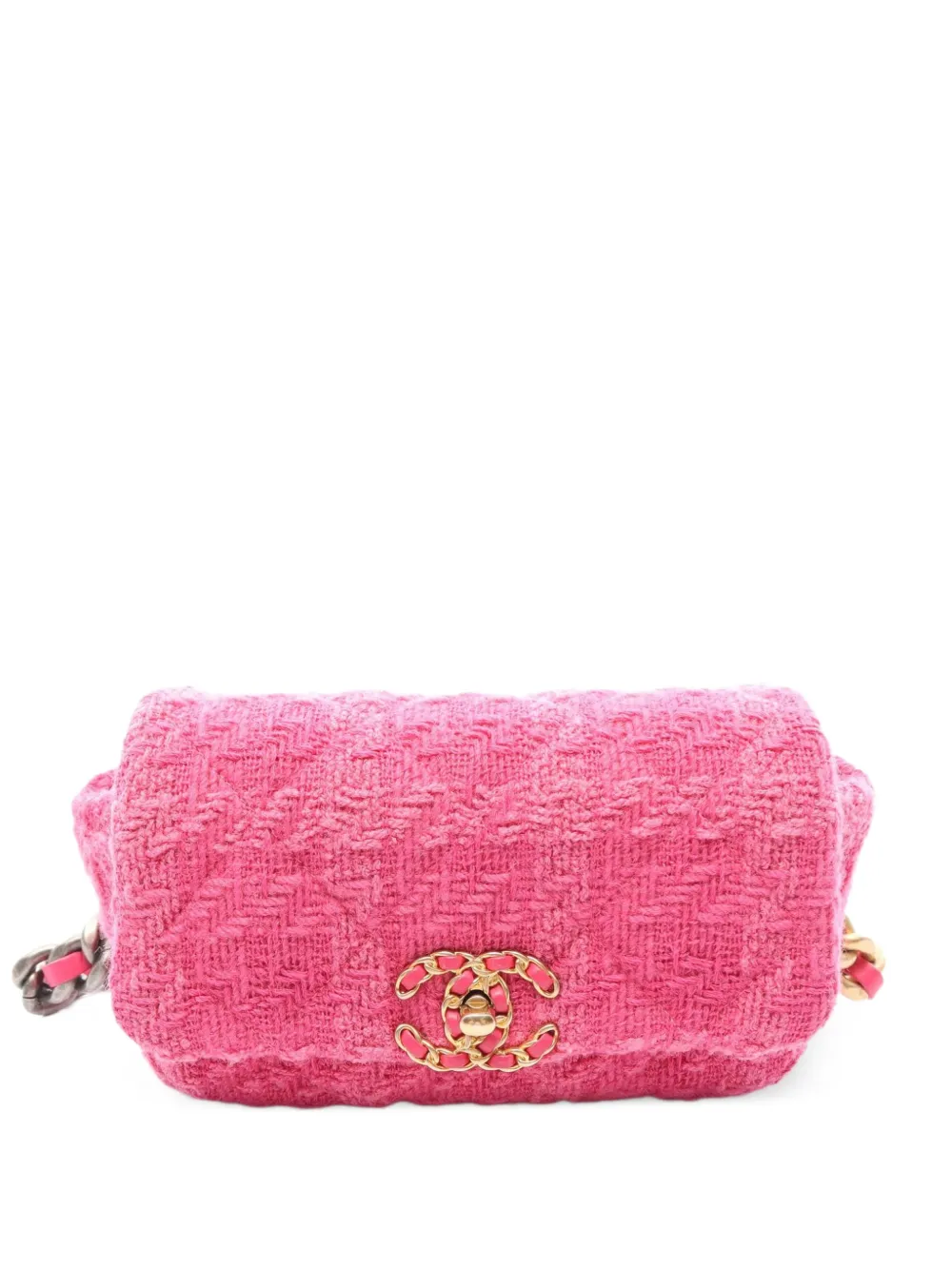 CHANEL Pre-Owned 2019 19 tweed-effect belt bag - Rosa