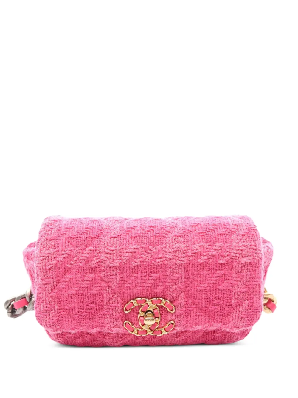 CHANEL Pre-Owned 2019 19 tweed-effect belt bag - Rosa