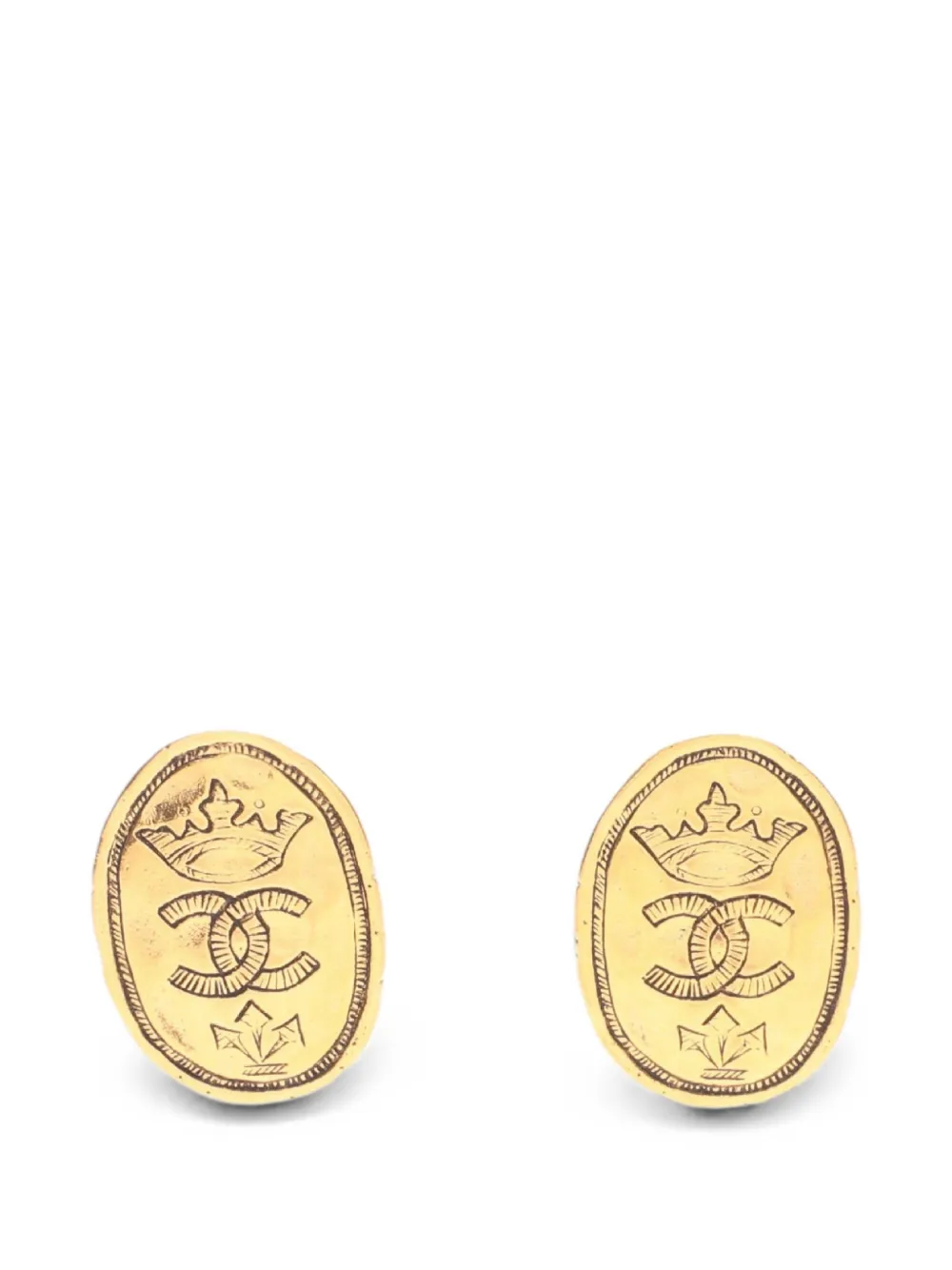 CHANEL Pre-Owned 1986-1988 CC-logo earrings - Gold