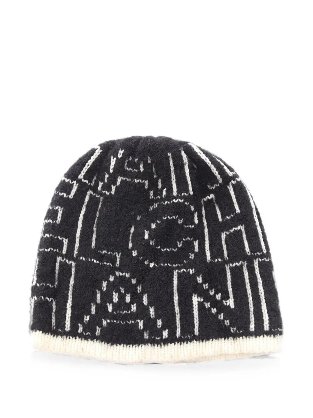 CHANEL Pre-Owned 1986-1988 logo-knit beanie hat - Nero