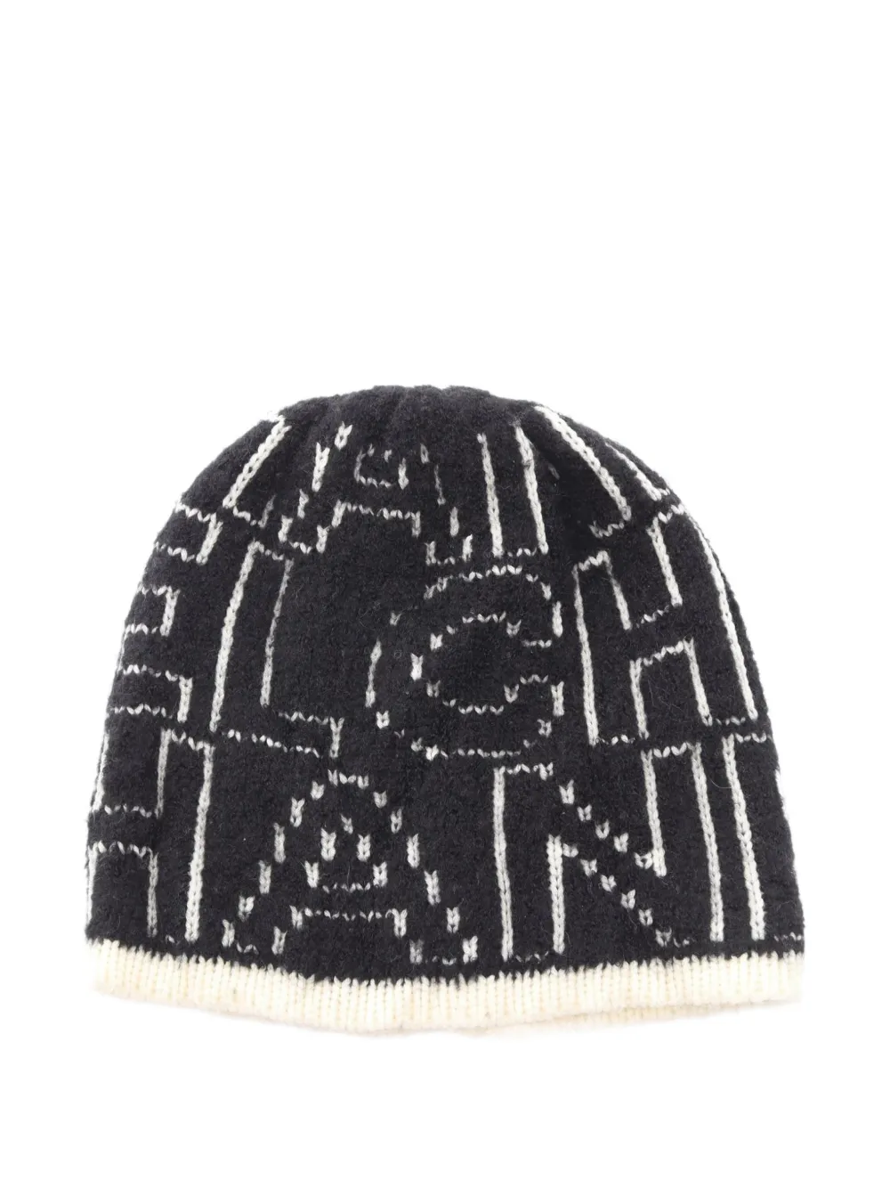CHANEL Pre-Owned 1986-1988 logo-knit beanie hat - Nero