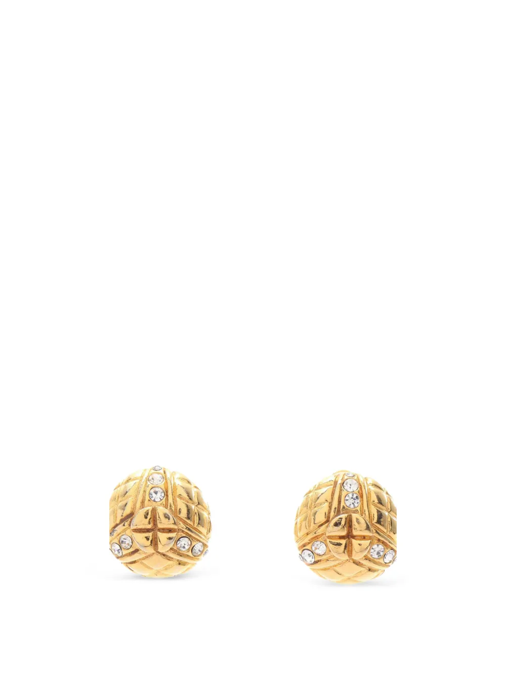 CHANEL Pre-Owned 1986-1988 matelassé round clip-on earrings - Oro