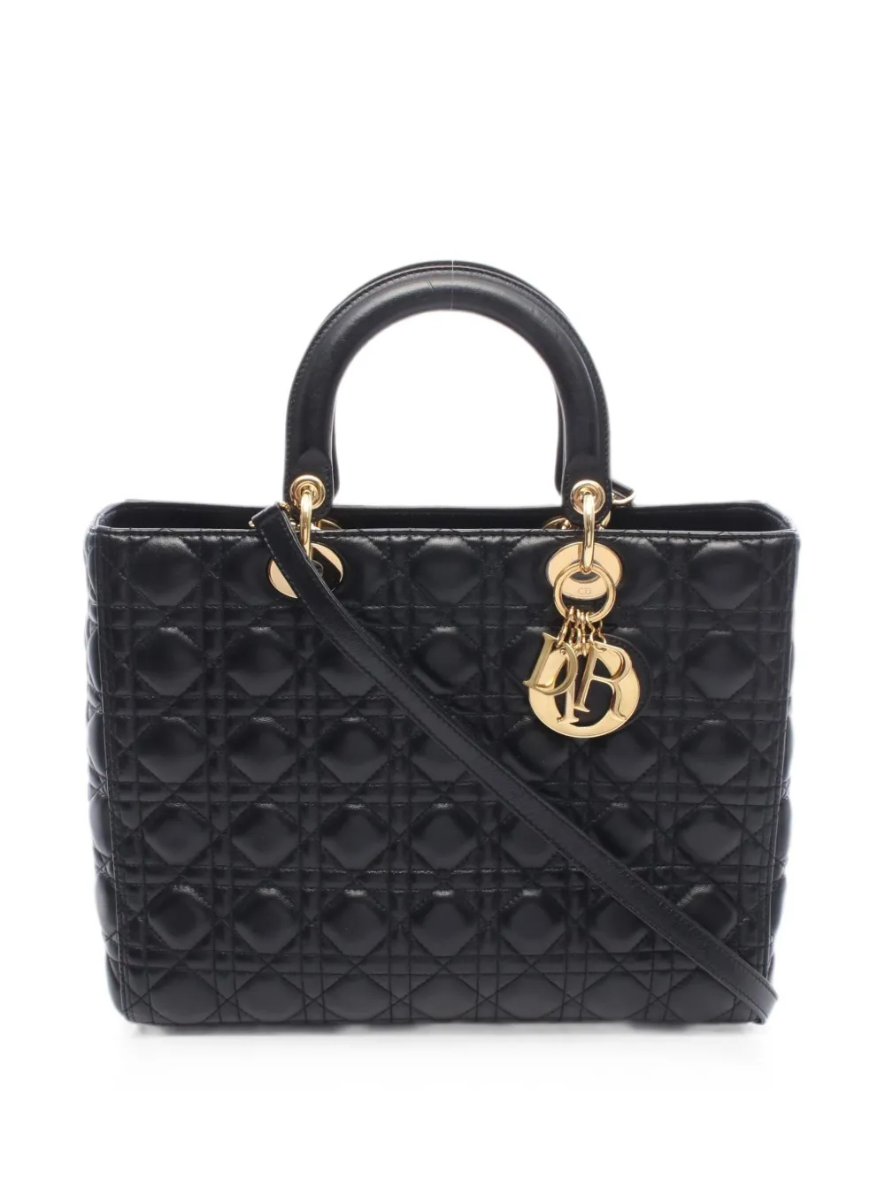 Christian Dior Pre-Owned 2010s large Lady Dior Cannage tote bag - Schwarz