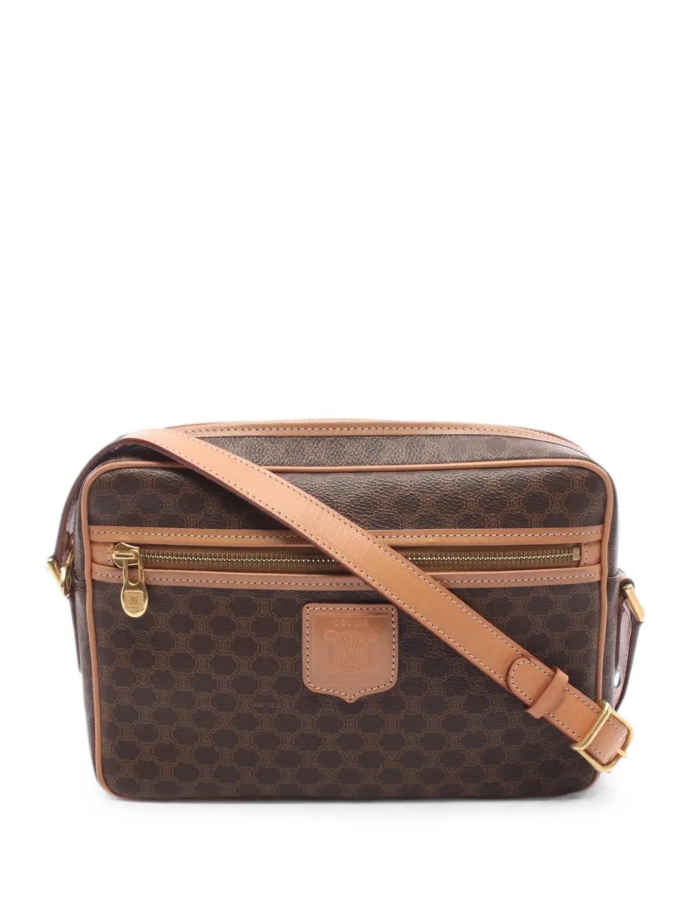 Celine Pre-Owned 2010s Macadam-pattern shoulder bag - Braun