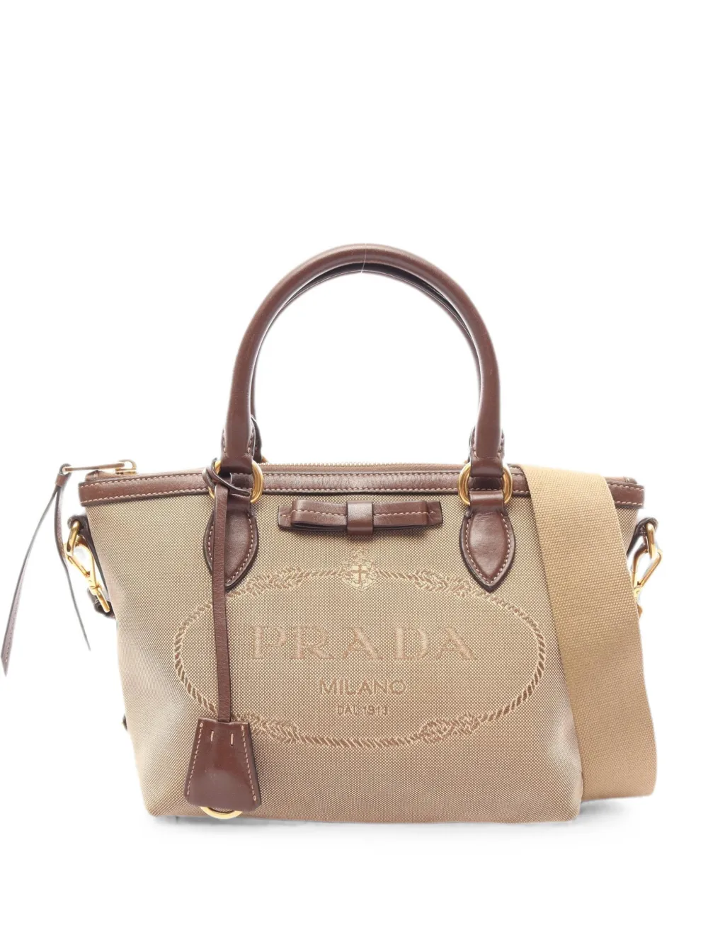 Prada Pre-Owned 2000s logo-embroidery tote bag - Nude