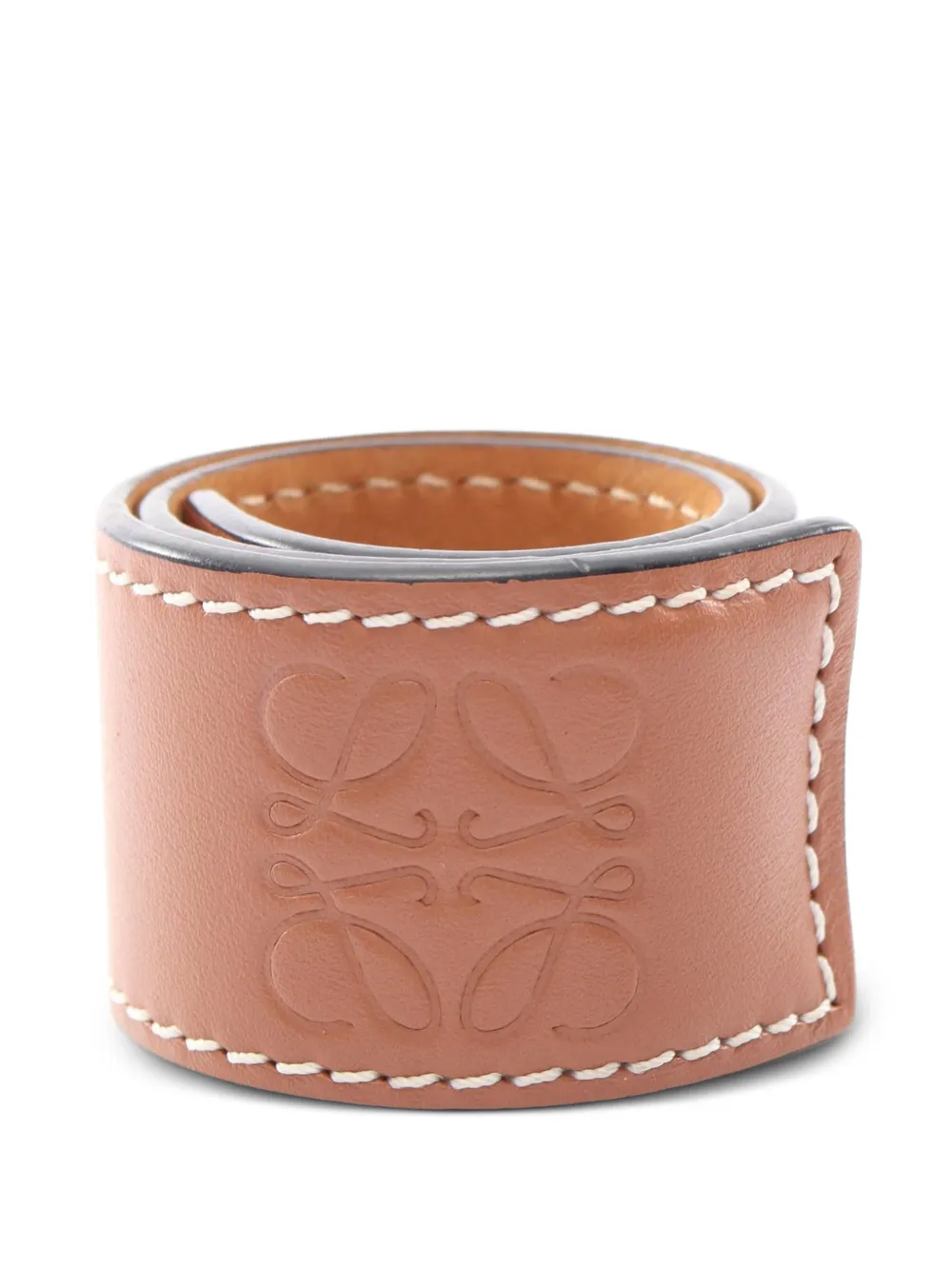 Loewe Pre-Owned 2010s Anagram-detail leather bangle - Marrone