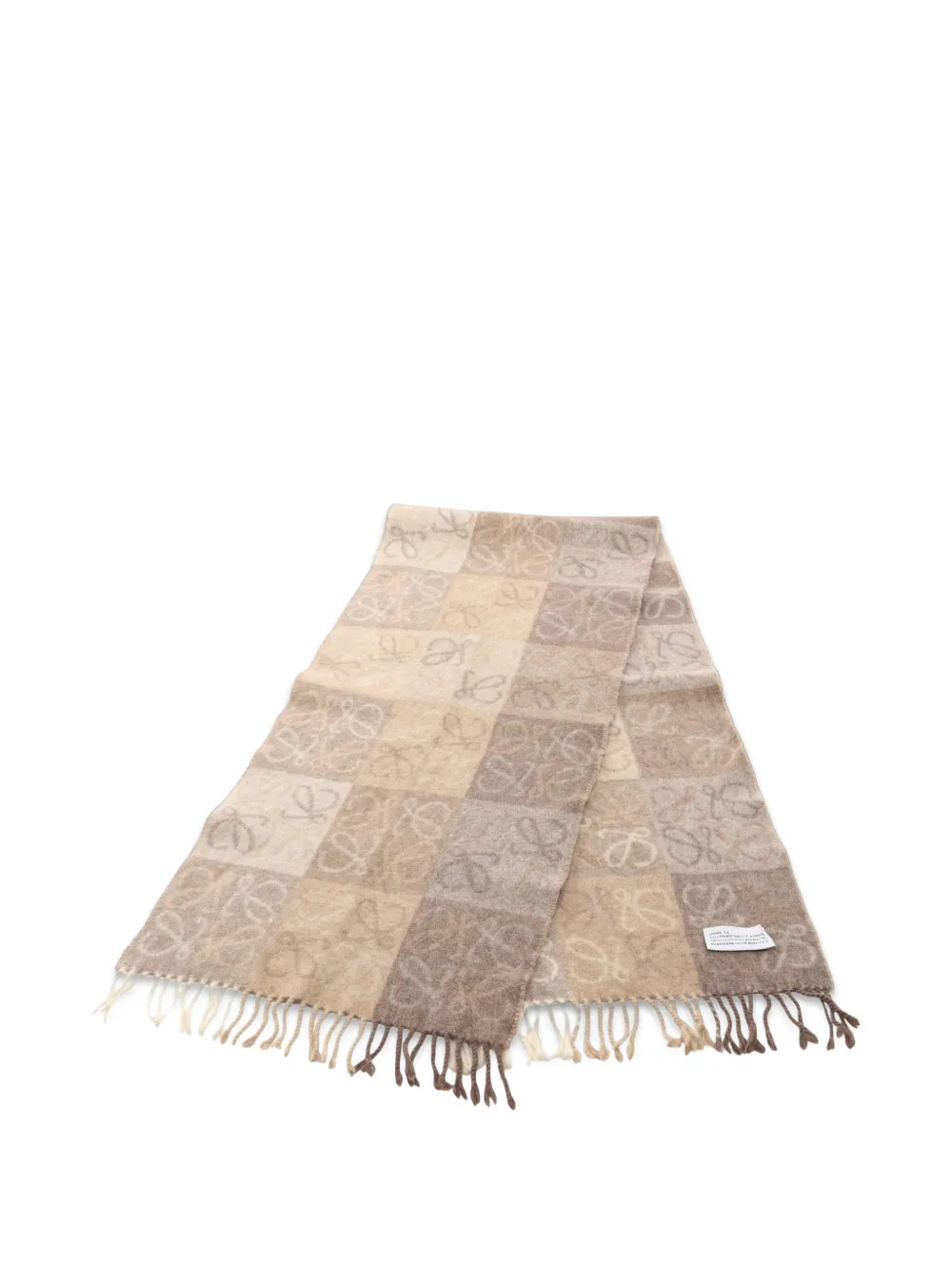 Loewe Pre-Owned 2010s Anagram checkerboard scarf - Braun