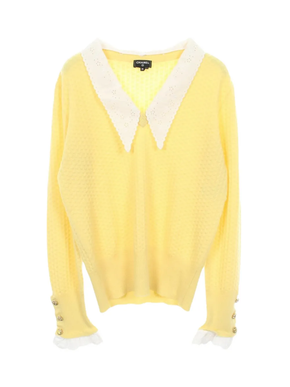 CHANEL Pre-Owned 1986-1988 V-neck sweater - Giallo