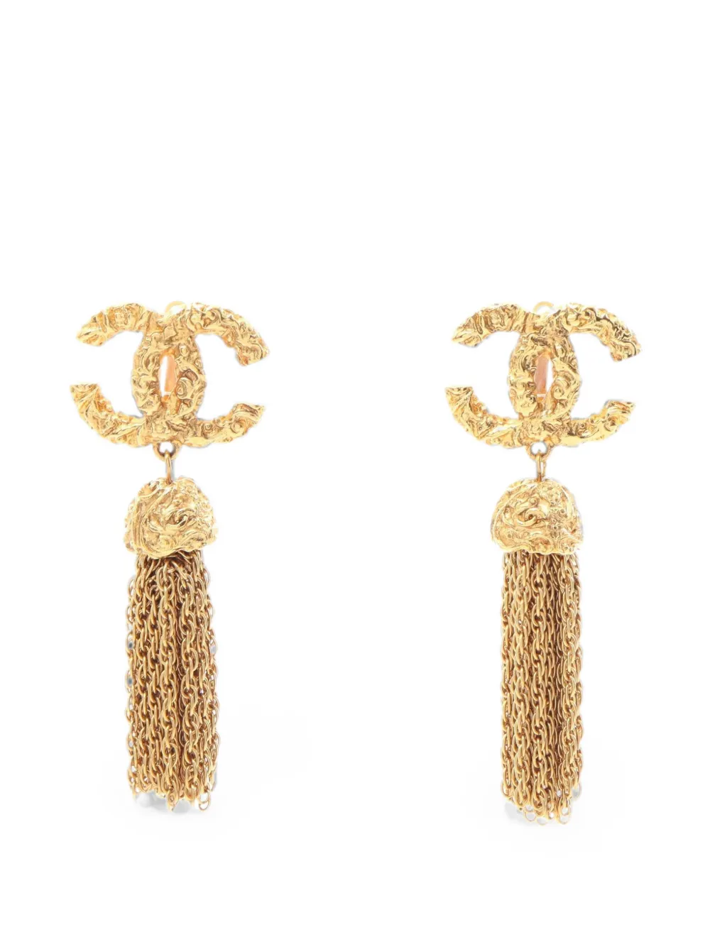CHANEL Pre-Owned 1993 Coco Mark fringe earrings - Oro