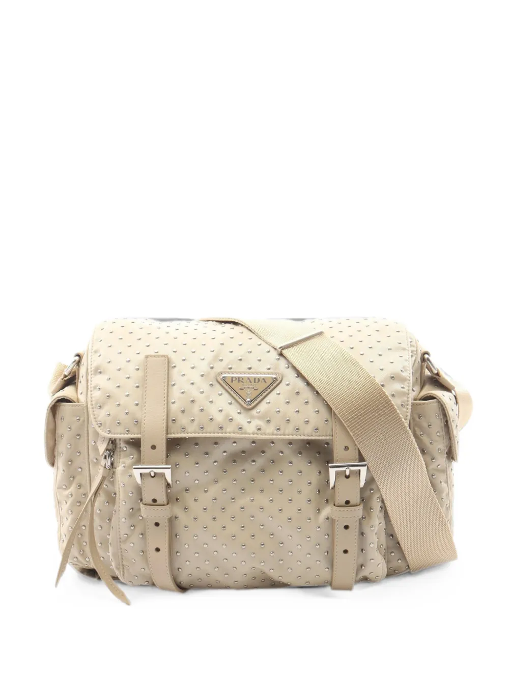 Prada Pre-Owned 2010s Re-Nylon studded shoulder bag - Nude