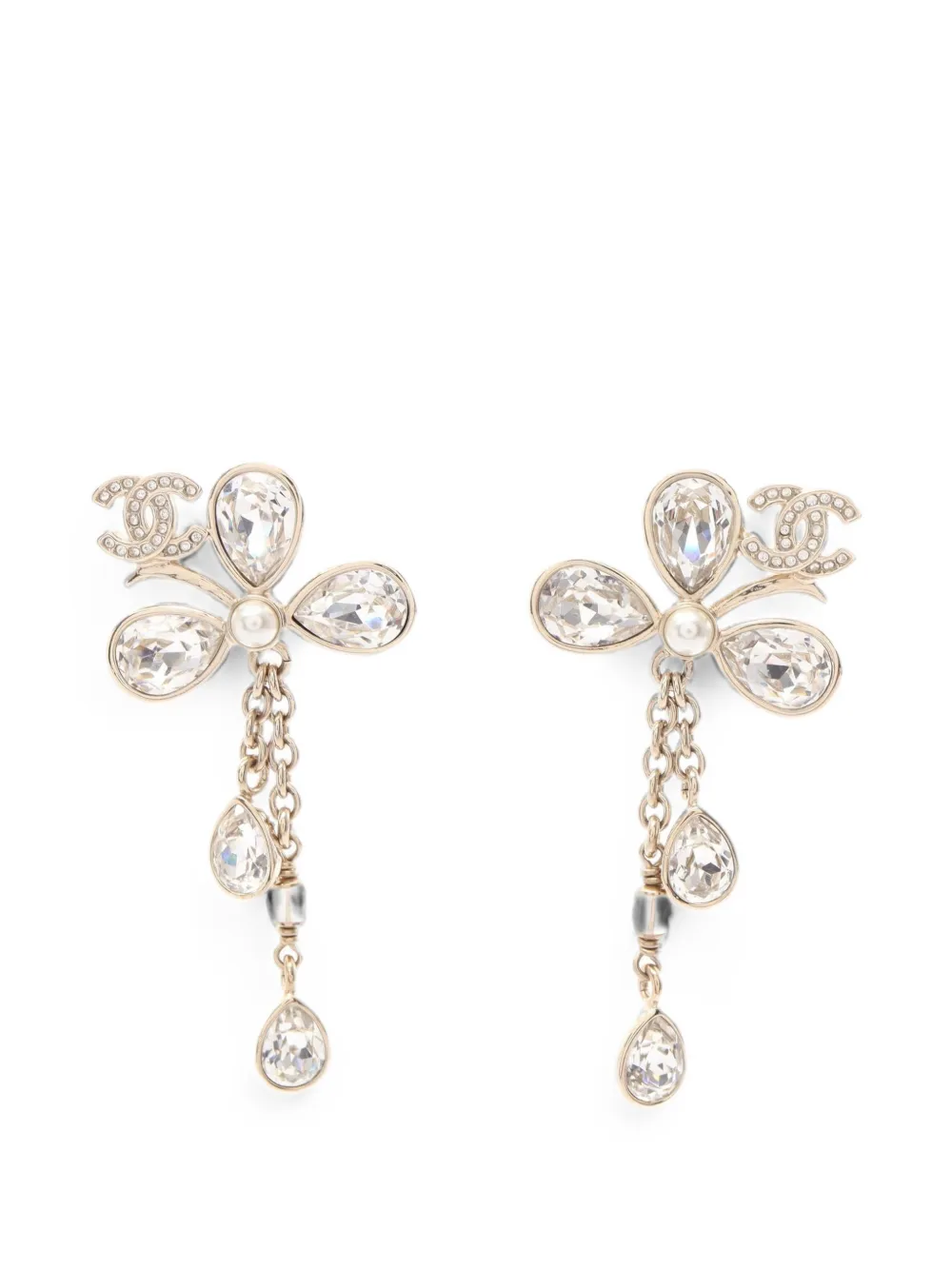 CHANEL Pre-Owned 2026 Coco Mark flower drop earrings - Oro