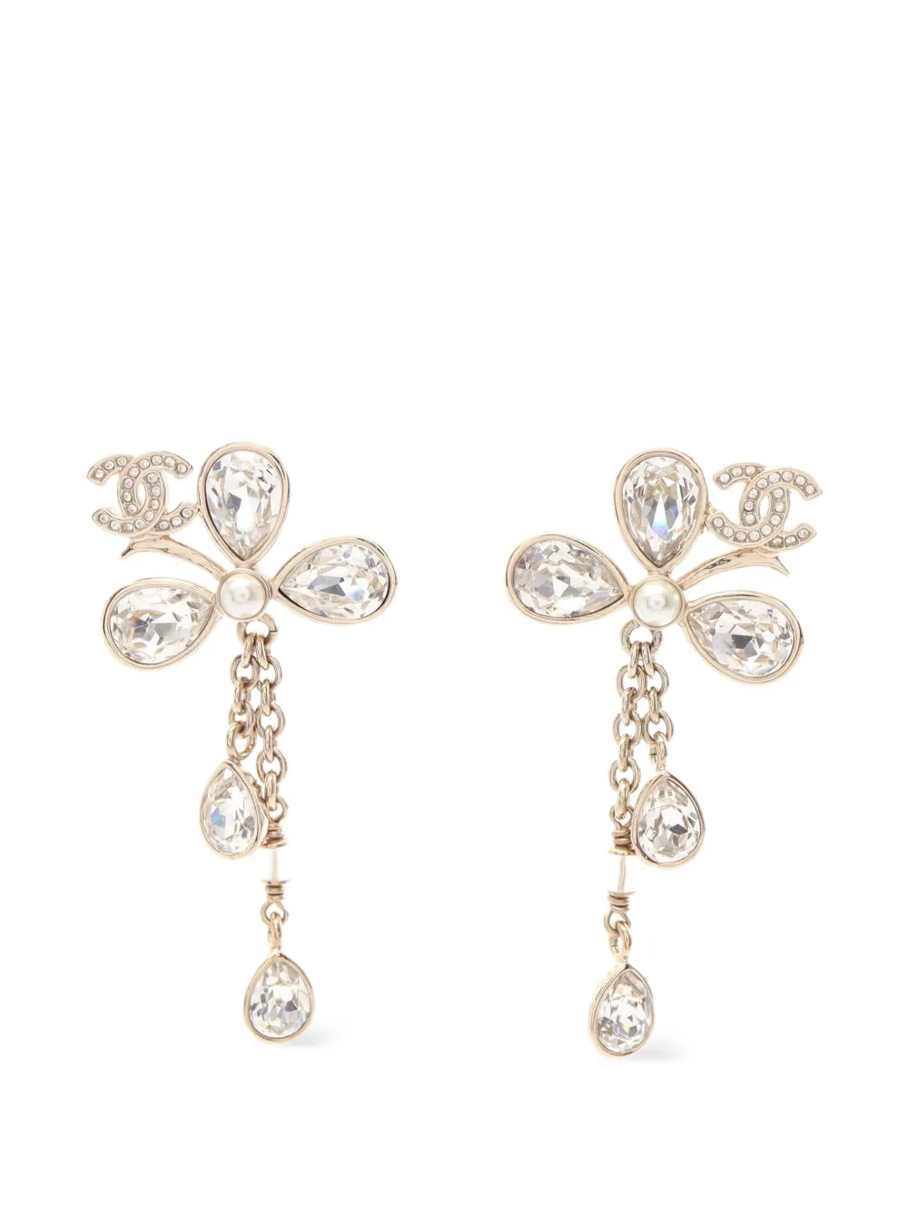 CHANEL Pre-Owned 2026 Coco Mark flower drop earrings - Gold