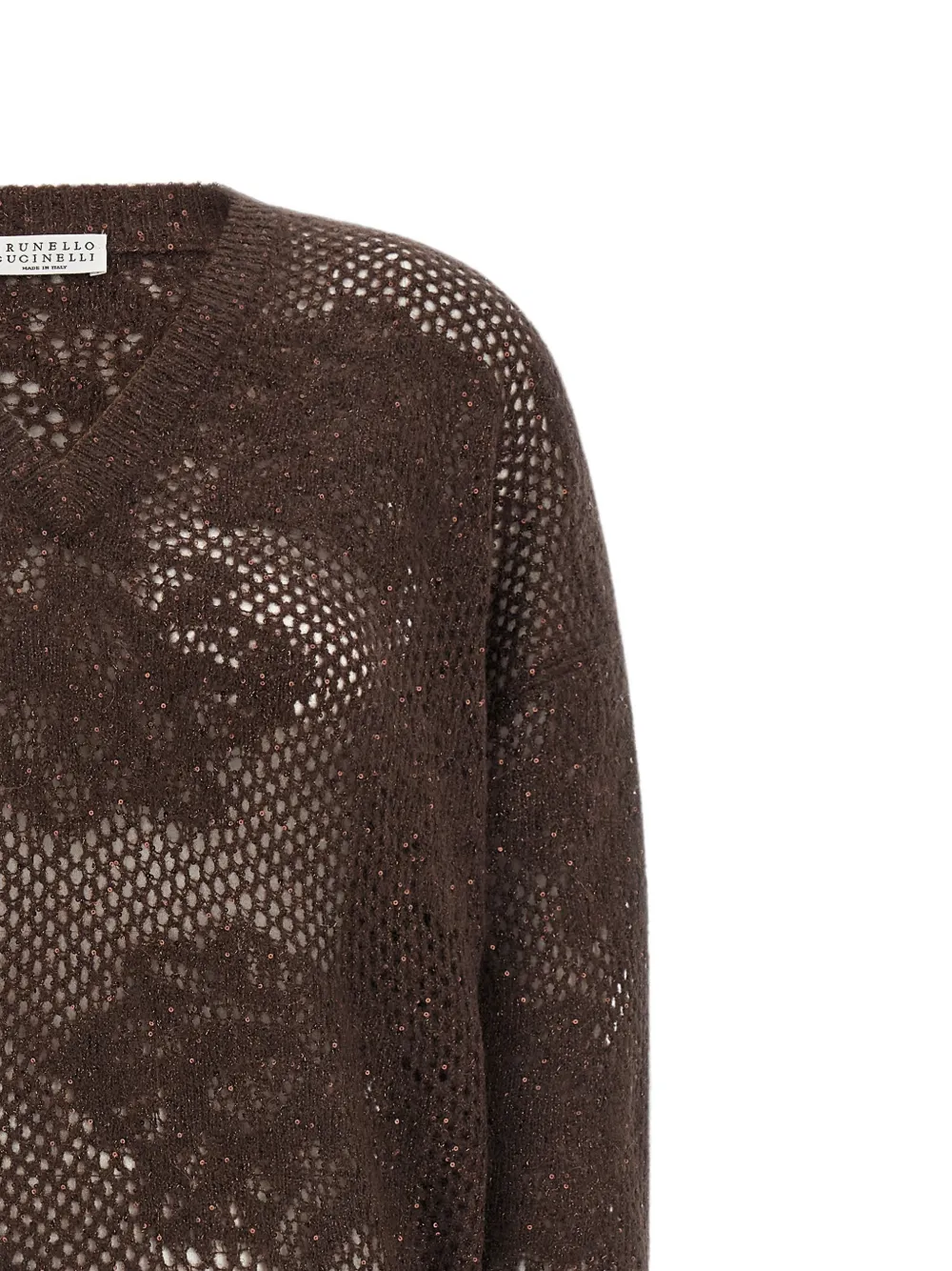 Brunello Cucinelli Trui met bloemenkant Bruin