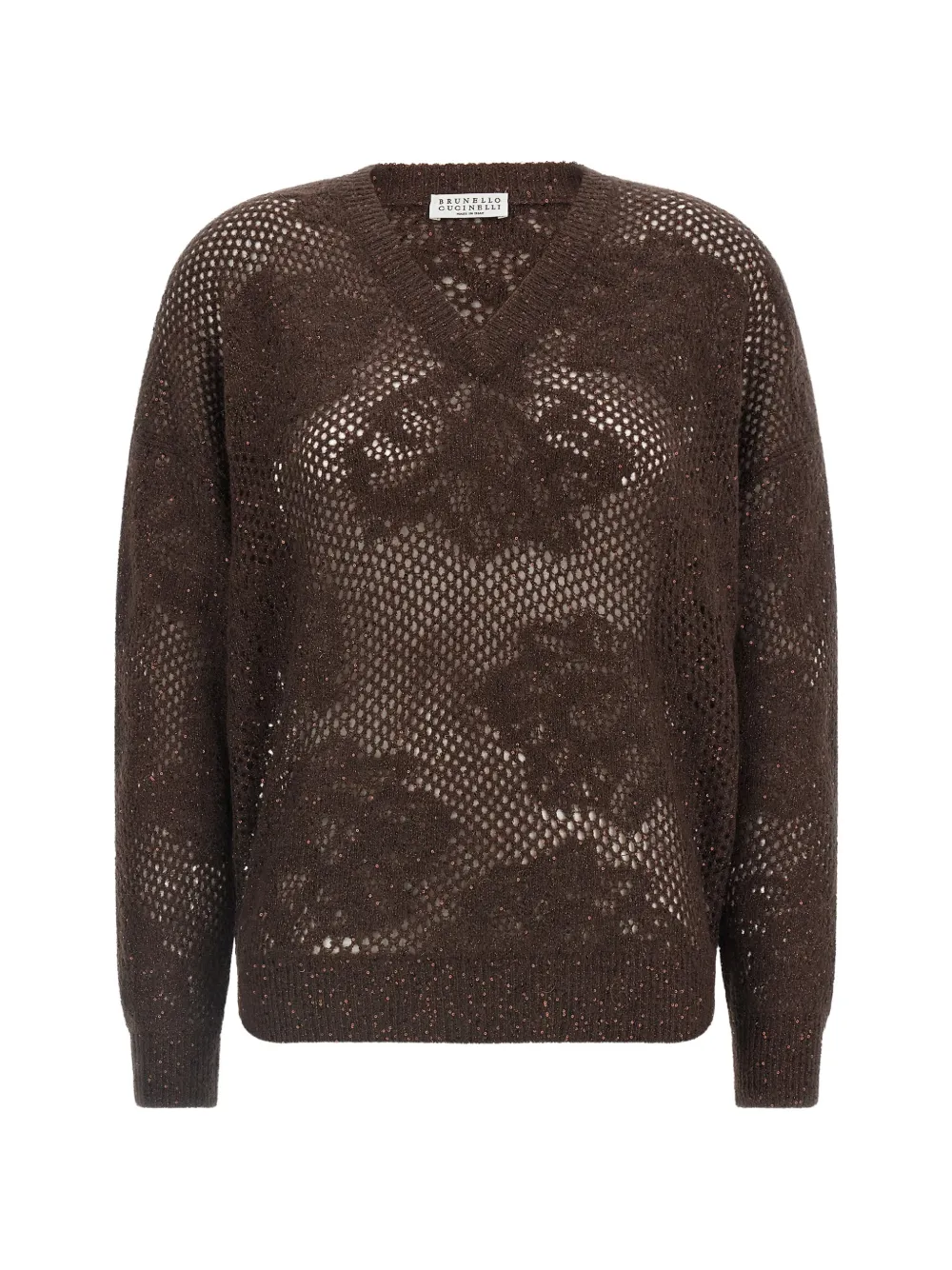 Brunello Cucinelli floral-lace sweater - Braun
