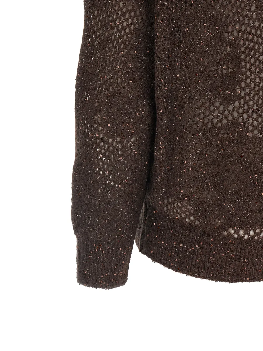 Brunello Cucinelli Trui met bloemenkant Bruin