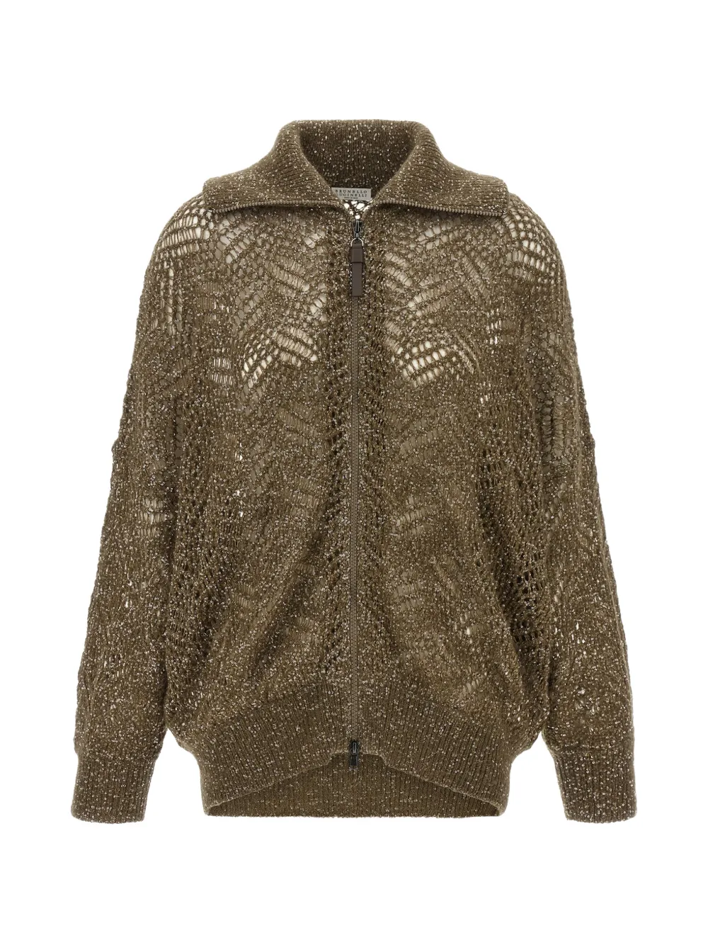 Brunello Cucinelli Dazzling Abstract Leaf sequin-embellished cardigan - Braun