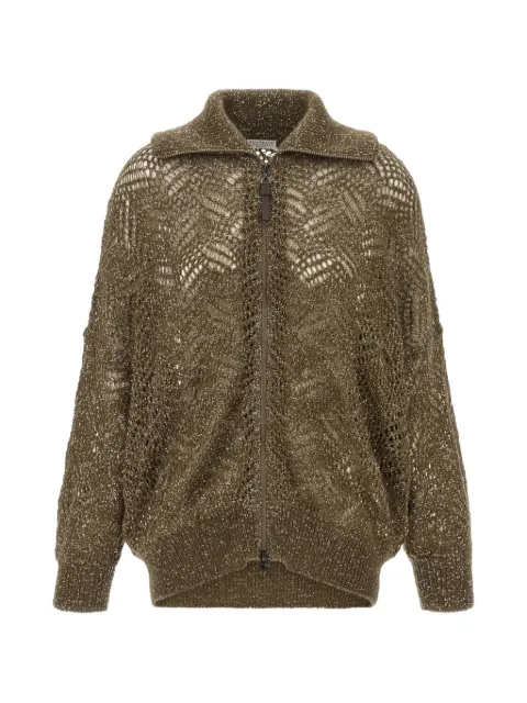 Brunello Cucinelli Dazzling Abstract Leaf sequin-embellished cardigan
