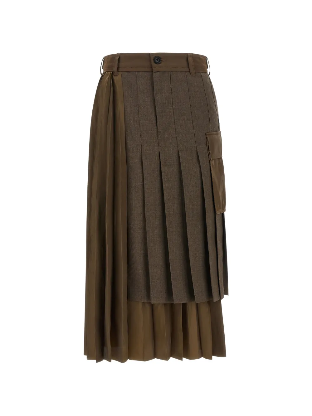sacai asymmetrical pleated midi skirt - Braun