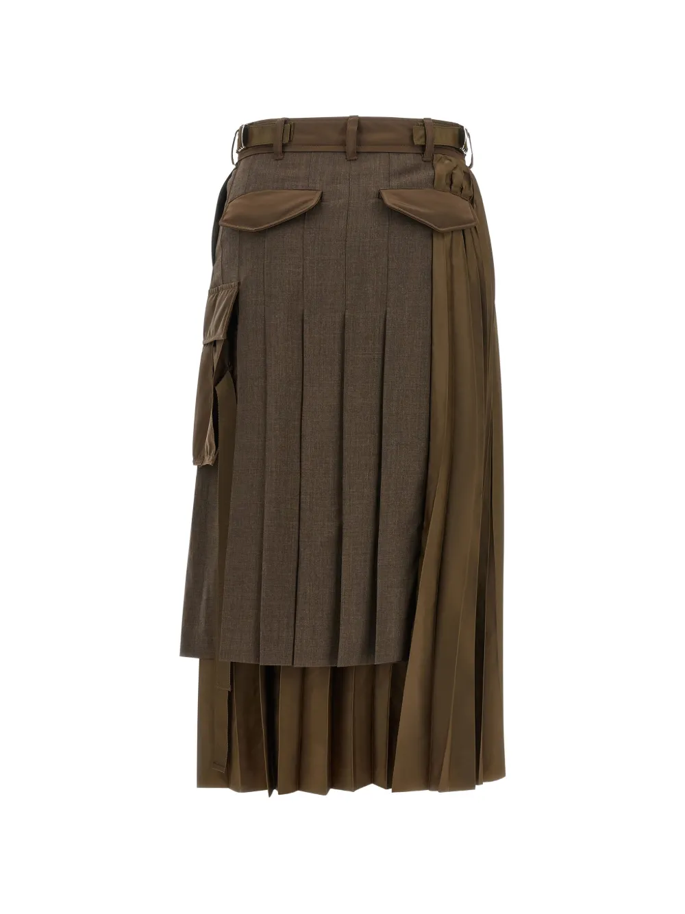 sacai Asymmetrische midi-plooirok Bruin