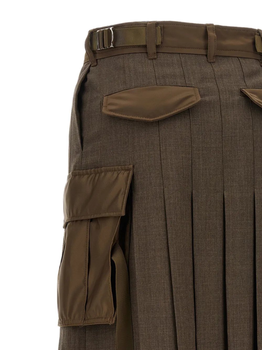 sacai Asymmetrische midi-plooirok Bruin