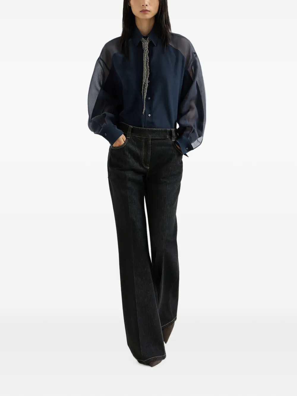 Brunello Cucinelli Monile flared jeans Blauw