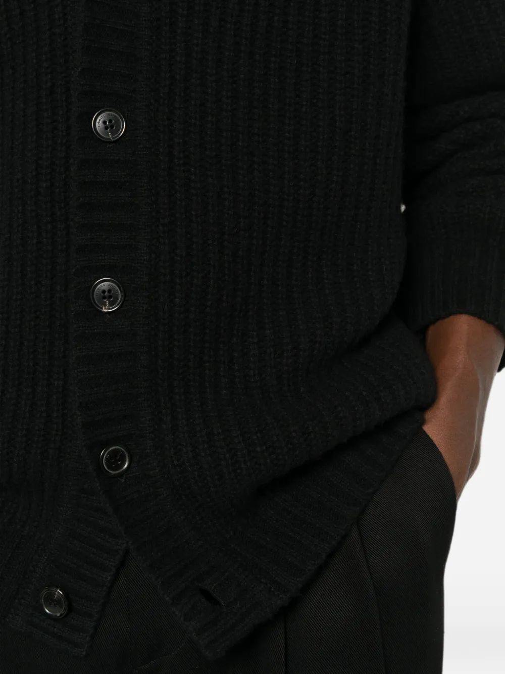 Roberto Collina Ribgebreid vest Zwart