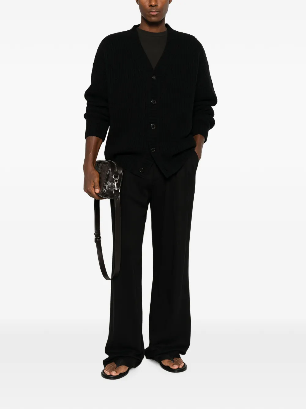 Roberto Collina Ribgebreid vest Zwart