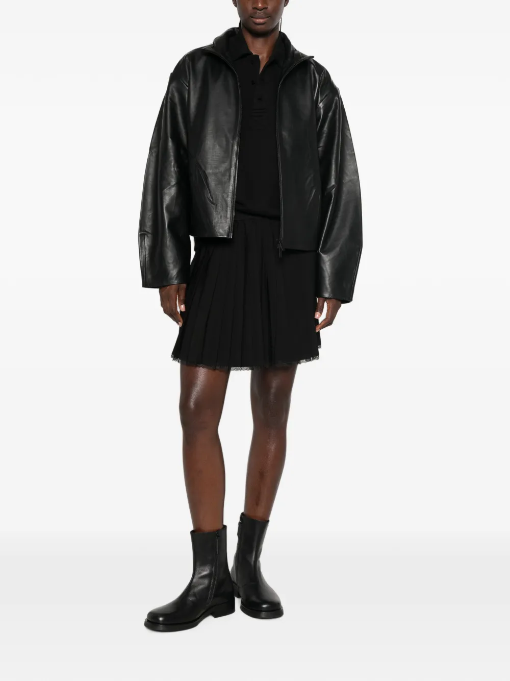 TWINSET Plooirok met afwerking van kant Zwart