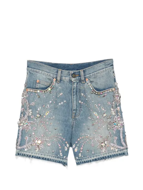 Gucci crystal-embellished frayed-edge shorts