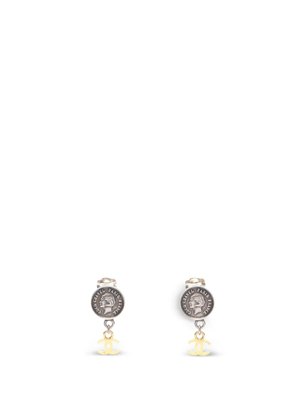 CHANEL Pre-Owned 1996 Coco Mark medallion earrings - Argento
