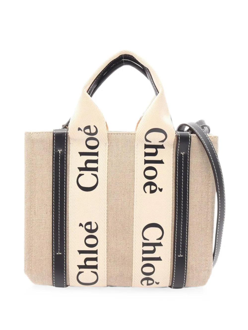 Chloé Pre-Owned 2010s Woody leather-trim handbag - Nude